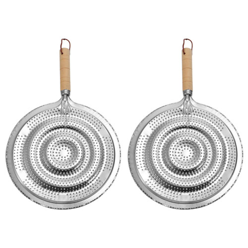 DOITOOL 2Pcs Heat Diffuser Plate for Gas Stove or Electric Stove, Flame Guard Simmer Plate with Wooden Handle, Induction Cooktop Heat Diffuser
