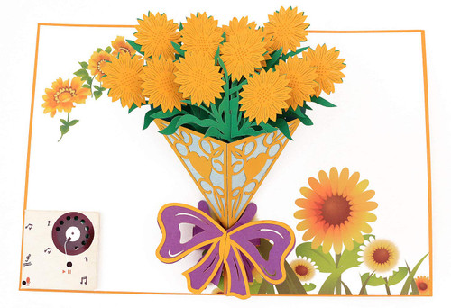 Recordable Greeting Card, Sunflower Pop Up Cards, Mothers Day Card, Anniversary Card Valentines Day Pop Up card, Musical Birthday Cards Get Well Soon Card Engagement Card Thank You Pop Up Card Thinking Of You Cards, Recordable Birthday Card