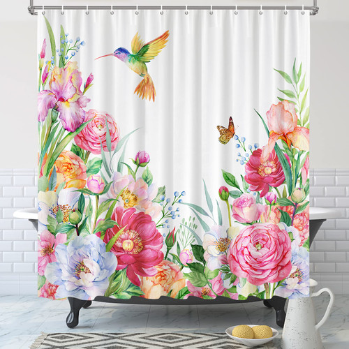 Vimorco Hummingbird Shower Curtain, Floral Shower Curtains for Bathroom, Waterproof Quick-Dry Polyester Fabric Shower Curtain, Hummingbird Flower Curtains Set, Bath Curtain Decor,12 Hooks,72''x 72'' Vimorco Hummingbird Shower Curtain, Floral Shower Curtains for Bathroom, Waterproof Quick-Dry Polyester Fabric Shower Curtain, Hummingbird Flower Curtains Set, Bath Curtain Decor,12 Hooks,72''x 72''