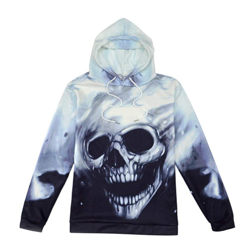 Elogoog womens hoodies Tops Sleeve Printed Blouse Hooded Pullover Unisex 3D Long Sweatshirt Women's womens pullover (Black, XXL)