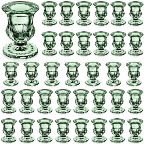 36 Pcs Taper Candle Holders Bulk 2.5 Inch Candlestick Holder Clear Candle Holder Small Candlestick Holder Thicker Glass Candle Sticks Set for Wedding Christmas Party Dining Table Centerpiece Decor