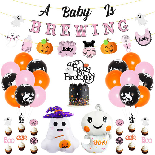Pink Halloween Baby Shower Decorations for Girl, A Baby Is Brewing Banner Cake Topper Glitter Garland Halloween Ghost Foil Balloons Pregnancy Announcement Gender Reveal Party Supplies Pink Halloween Baby Shower Decorations for Girl, A Baby Is Brewing Banner Cake Topper Glitter Garland Halloween Ghost Foil Balloons Pregnancy Announcement Gender Reveal Party Supplies