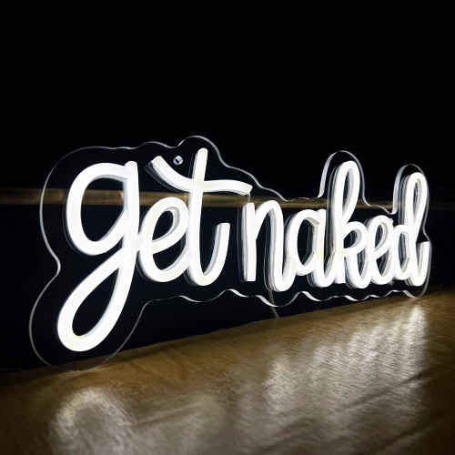 Get Naked Neon Signs Bath Kidding Word Wall Art Decor Funny White Letters Lamp Get Naked Light sign for House Warming,Farmhouse, Wedding, Anniversary