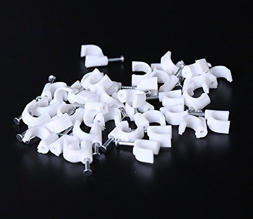 FIBOUND 200 Pack Nail In Cable Clips Ethernet Cable Nails Tacks Clips 7mm for Cat6 Cable - White