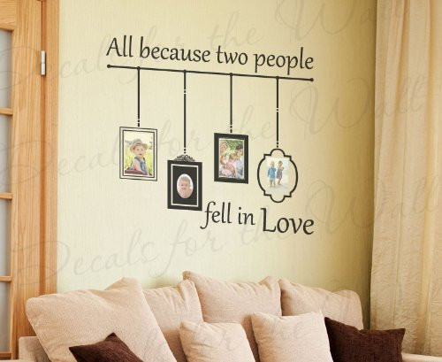 Family Frame Mural Wall Decal - All Because Two People Fell in Love - Large Vinyl Art Quote Lettering Sticker Graphic Decor Decoration Sign Family Frame Mural Wall Decal - All Because Two People Fell in Love - Large Vinyl Art Quote Lettering Sticker Graphic Decor Decoration Sign