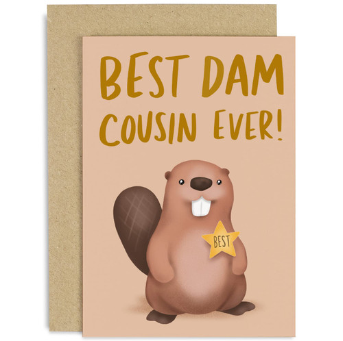 Old English Co. Best Dam Cousin Ever Birthday Greeting Card - Beaver Pun Funny Birthday Card for Cousin - Cute Card from Family - Thank You Cousin Card | Blank Inside with Envelope Old English Co. Best Dam Cousin Ever Birthday Greeting Card - Beaver Pun Funny Birthday Card for Cousin - Cute Card from Family - Thank You Cousin Card | Blank Inside with Envelope