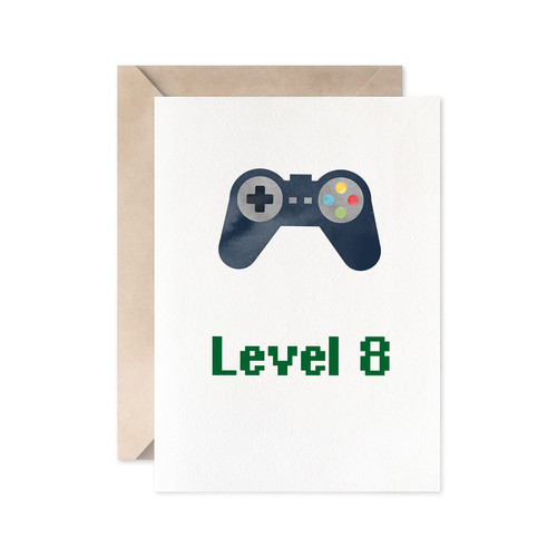 Game 8th Birthday Card, Boy Or Girl Gamer Greeting Card, Level 8 Card