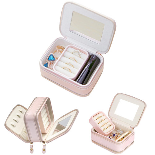 GASVAHA Medium Jewelry Box Travel Jewelry Organizer: Travel Jewelry Case Jewelry Box Organizer for Women Girls, Cute Leather Jewelry Display Box Jewelry Box for Rings Necklace Pink GASVAHA Medium Jewelry Box Travel Jewelry Organizer: Travel Jewelry Case Jewelry Box Organizer for Women Girls, Cute Leather Jewelry Display Box Jewelry Box for Rings Necklace Pink
