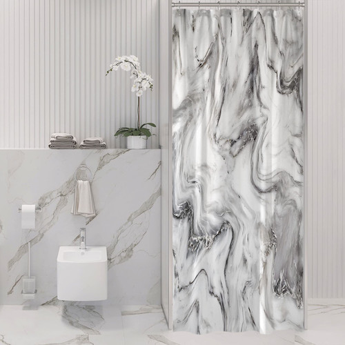 Gibelle Small Stall Shower Curtain, Half Narrow Abstract Grey Marble Shower Curtain, Modern Luxury Art Waterproof Fabric Shower Curtain for Bathroom Decor, 36" W x 72" L Gibelle Small Stall Shower Curtain, Half Narrow Abstract Grey Marble Shower Curtain, Modern Luxury Art Waterproof Fabric Shower Curtain for Bathroom Decor, 36" W x 72" L