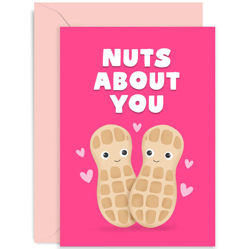 Old English Co. Funny Nuts About You Anniversary Card for Boyfriend Girlfriend - Cute Peanut Valentine Card For Husband or Wife | Blank Inside with Envelope Old English Co. Funny Nuts About You Anniversary Card for Boyfriend Girlfriend - Cute Peanut Valentine Card For Husband or Wife | Blank Inside with Envelope