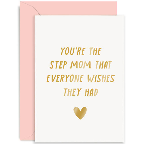 Old English Co. Cute Birthday Card for Step Mom - 'You're The Step Mom Everyone Wishes They Had' Heartfelt Birthday Card - From Step Children - Mother's Day Card | Blank Inside with Envelope Old English Co. Cute Birthday Card for Step Mom - 'You're The Step Mom Everyone Wishes They Had' Heartfelt Birthday Card - From Step Children - Mother's Day Card | Blank Inside with Envelope