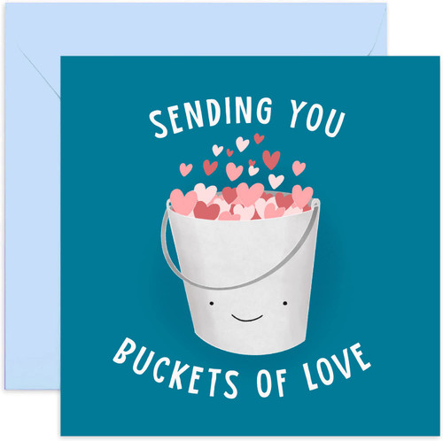 Old English Co. Sending You Buckets of Love Card for Him and Her - Thinking Of You Card for Men and Women - Hugs, Condolences, Sympathy, Get Well, Feel Better Soon | Blank Inside with Envelope