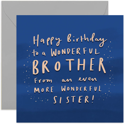 Old English Co. Wonderful Brother Birthday Card - Funny Birthday Card for men| To Brother From Sister | Blank Inside & Envelope Included