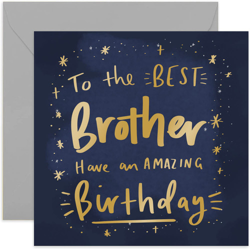 Old English Co. Amazing Birthday Best Brother Card - Masculine Gold Cosmic Stars Greeting Card for Men | Manly Card for Brother and Him from Sister Sibling | Blank Inside & Envelope Included Old English Co. Amazing Birthday Best Brother Card - Masculine Gold Cosmic Stars Greeting Card for Men | Manly Card for Brother and Him from Sister Sibling | Blank Inside & Envelope Included