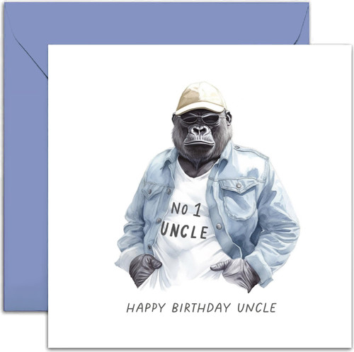 Old English Co. Funny Birthday Card for Uncle - 'Number 1 Uncle' Gorilla Birthday Greeting Card for Him Men - Humorous Animal Birthday Card for Uncle from Niece or Nephew | Blank Inside with Envelope Old English Co. Funny Birthday Card for Uncle - 'Number 1 Uncle' Gorilla Birthday Greeting Card for Him Men - Humorous Animal Birthday Card for Uncle from Niece or Nephew | Blank Inside with Envelope