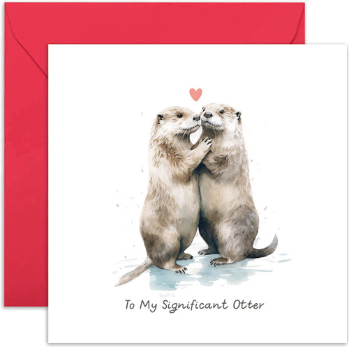 Old English Co. Otter Valentines Card - Husband Birthday Card - Significant Otter Cute Valentines Day Card for Boyfriend Partner Him Her - Anniversary Card For Wife Girlfriend | Blank Inside Envelope