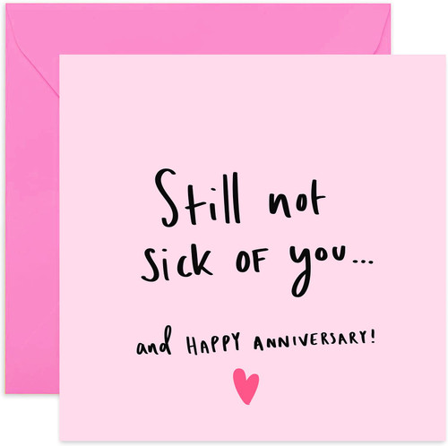 Old English Co. Still Not Sick of You Anniversary Card - Funny Joke Romantic Card | For Boyfriend, Girlfriend, Wife, Husband, Partner | Blank Inside & Envelope Included Old English Co. Still Not Sick of You Anniversary Card - Funny Joke Romantic Card | For Boyfriend, Girlfriend, Wife, Husband, Partner | Blank Inside & Envelope Included