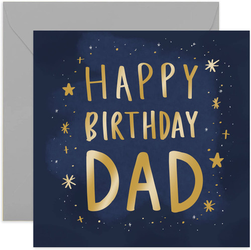 Old English Co. Happy Birthday Dad Card - Masculine Gold Cosmic Stars Greeting Card for Men | Manly Card for Fathers and Him | Blank Inside & Envelope Included Old English Co. Happy Birthday Dad Card - Masculine Gold Cosmic Stars Greeting Card for Men | Manly Card for Fathers and Him | Blank Inside & Envelope Included