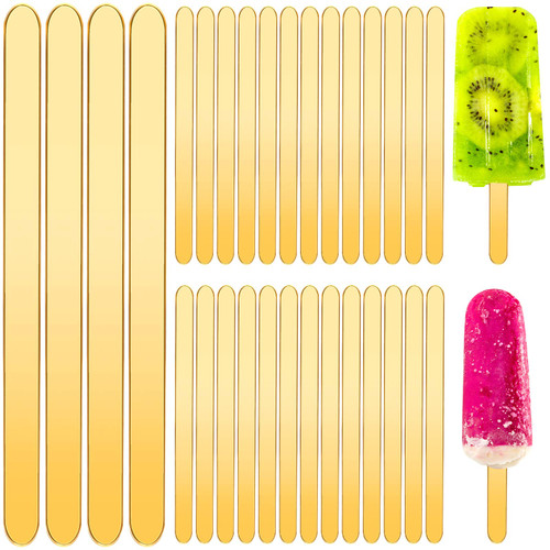 Gold Acrylic Sticks Ice Cream Stick Ice Lolly Sticks Mirror Glitter Reusable Craft Ice Sticks for Candy Cake Family Party DIY, 4.5 Inch Gold Acrylic Sticks Ice Cream Stick Ice Lolly Sticks Mirror Glitter Reusable Craft Ice Sticks for Candy Cake Family Party DIY, 4.5 Inch