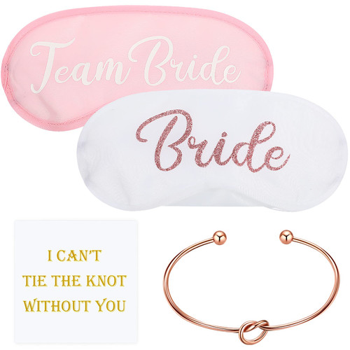 12 Pack Bachelorette Gift Set Bride and Bridesmaids Sleep Eye Mask Bridesmaid Cards Bridesmaid Bracelets Silver Bachelorette Party Supplies for The Bridal Shower Wedding Party Favors