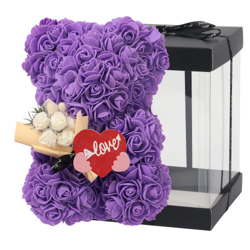 YWBG Rose Teddy Bear Gifts, Mothers Day Rose Bear Gifts for Women,Romantic Valentines Day Gifts for Wife Her,Handmade Artificial Teddy Bear Unique Birthday Gifts for Mom with Love Card (Purple) YWBG Rose Teddy Bear Gifts, Mothers Day Rose Bear Gifts for Women,Romantic Valentines Day Gifts for Wife Her,Handmade Artificial Teddy Bear Unique Birthday Gifts for Mom with Love Card (Purple)