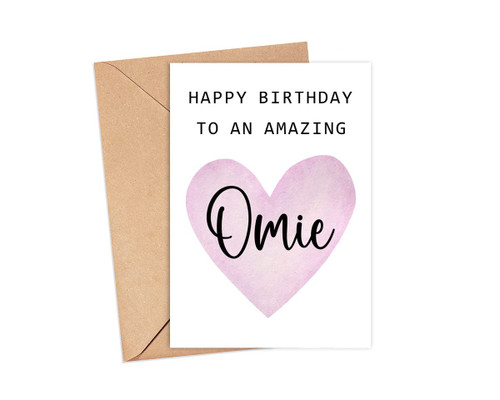 TunlaStore Happy Birthday To An Amazing Omie Card - Cute Birthday Card For Omie - Greeting Card - Amazing Omie Card - Omie Birthday Gift - Best Omie Birthday Card - Gift Idea Happy Birthday