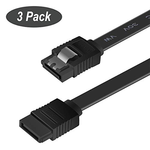 SATA Cable III, Benfei 3 Pack SATA Cable III 6Gbps Straight HDD SDD Data Cable with Locking Latch 18 Inch Compatible for SATA HDD, SSD, CD Driver, CD Writer - Black