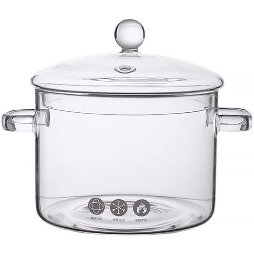 Glass Pots for Cooking with Cover,Heat Resistant Clear Pots for Stovetop, Glass Cookware Saucepans Simmer Pot for Pasta Noodle, Soup, Milk, Baby Food 50Oz(1.5L)