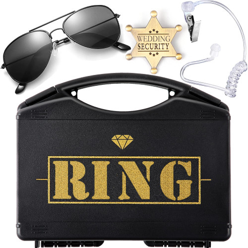 Ring Wedding Bearer Security:Ring Wedding Security Set Ring Box Bearer + Glasses + Earpiece + Badge Ring Gifts Bearer Proposal Cosplay