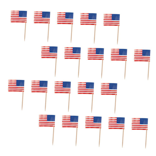 BESTOYARD 200pcs American Toothpick Flag Usa Flags Toothpick Mini Stick Cupcake Toppers US Toothpick Flags British Foods American Flags Woodsy Decor Cake Decor Small Flag Picks Cake Flags