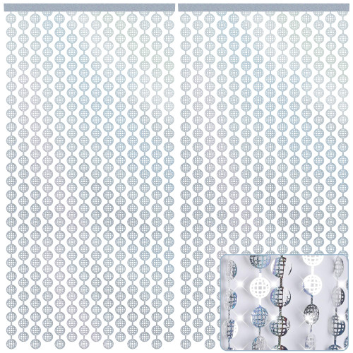 2 Pcs Disco Ball Foil Curtain- 6.6 x 3.3 ft Laser Disco Bachelorette Party Decorations- Disco Ball Backdrop Photo Booth Props for 70S Theme Party, Birthday, New Years Eve, Bridal Shower, Wedding