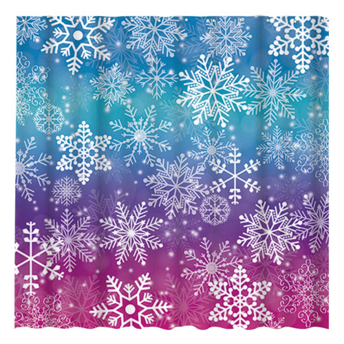 Allenjoy 72" x 72" Winter Snowflake Shower Curtain Xmas Ice Holiday Home Bathtubs Bathroom Curtain Decoration Set 12 Hooks Washable Durable Polyester Fabric
