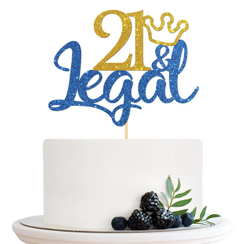 Halodete 21 & Legal Cake Topper, Happy 21st Birthday Cake Topper, Boy and Girl 21st Birthday Party Cake Decorations Blue Glitter Halodete 21 & Legal Cake Topper, Happy 21st Birthday Cake Topper, Boy and Girl 21st Birthday Party Cake Decorations Blue Glitter