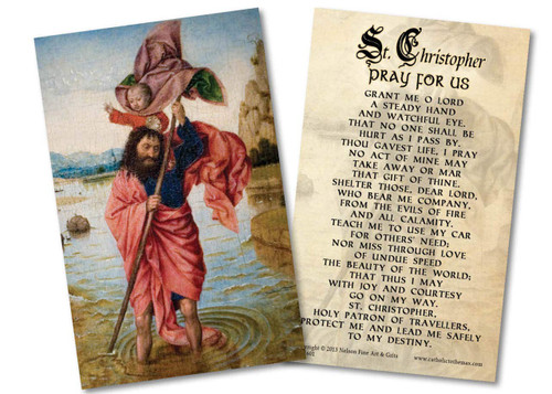 St. Christopher with Jesus Holy Card with Prayer Paper Pack of 50