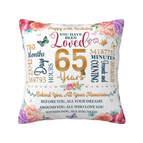 65th Birthday Gifts for Women Pillow Cover, 65th Birthday Gifts Pillowcase 18"x18", 65th Birthday Gift Ideas, 65 Year Old Birthday Gifts, 65th Birthday Decoration for Grandma Mom Wife Sister Friend 65th Birthday Gifts for Women Pillow Cover, 65th Birthday Gifts Pillowcase 18"x18", 65th Birthday Gift Ideas, 65 Year Old Birthday Gifts, 65th Birthday Decoration for Grandma Mom Wife Sister Friend