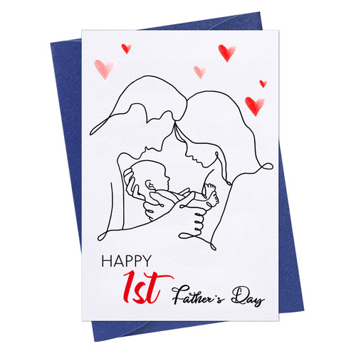 PETCEE First Fathers Day Card for Dad from Baby Daughter Son Happy 1st Fathers Day Greeting Card for First Time Dad New Dad Dad To Be Fathers Day Gift Card for Husband from Wife with Envelope