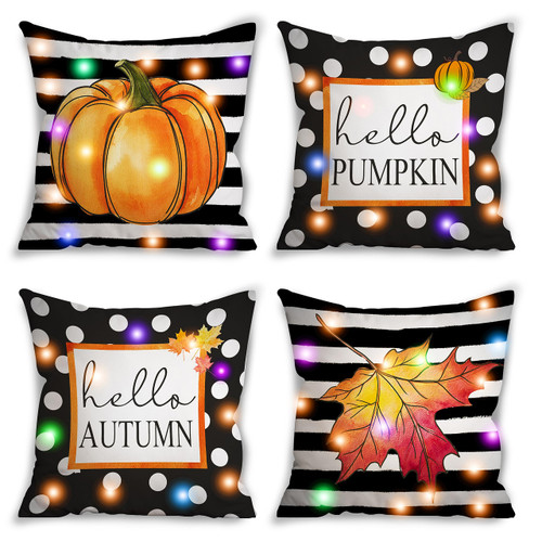 Hexagram Fall Pillow Covers, LED Fall Pumpkin Maple Leaf Throw Pillow Covers Fall Decorations for Home, Fall Decor Linen Indoor Outdoor Lighted Autumn Harvest Decorative Pillowcases 18x18 Set of 4 Hexagram Fall Pillow Covers, LED Fall Pumpkin Maple Leaf Throw Pillow Covers Fall Decorations for Home, Fall Decor Linen Indoor Outdoor Lighted Autumn Harvest Decorative Pillowcases 18x18 Set of 4