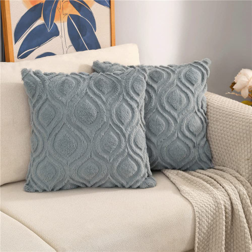 BVEED Throw Pillow Covers 20x20 Inch Decorative Boho Pillow Covers Set of 2 Luxury Soft Plush Short Faux Wool Cushion Covers for Couch Sofa Bedroom,Grey
