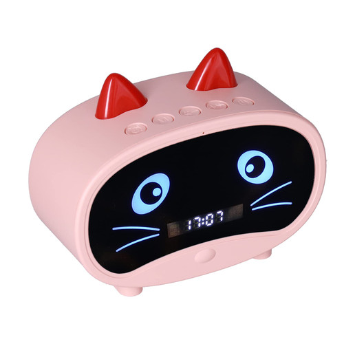 Digital Alarm Clock Speaker, Cartoon Cat Alarm Clock with Temperature Display,Dual Alarm Clock,Bluetooth Speaker,FM Radio,Hands Free Call for Bedroom Office()