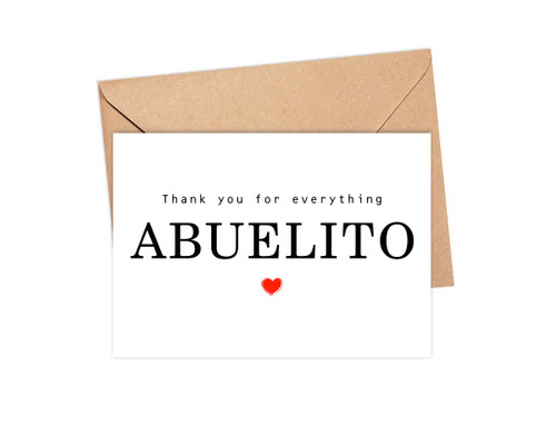 Yanashop88 Thank You For Everything Abuelito Card - Thank You Card - Abuelito Card - Father's Day Card - Card For Him - Greeting Card For Birthday- Anniversary - Note Card - Thank You For Everything