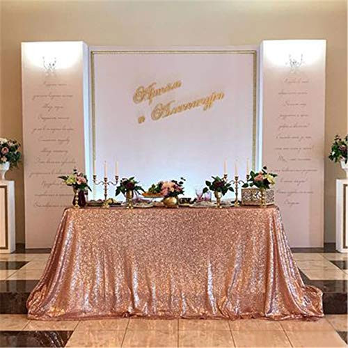 B-COOL Rose Gold Rectangular Sequin Tablecloth 90X132inch Wedding Table Decoration Glamorous Sequin Tablecloth Christmas Sequin Tablecloth