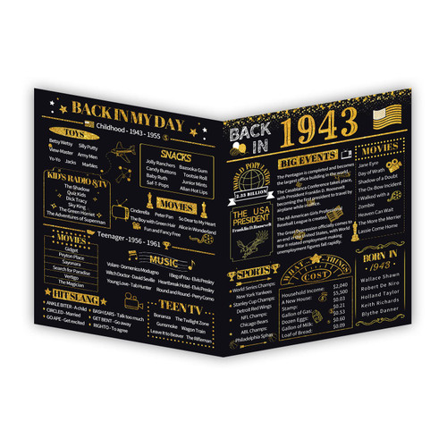 HOMANGA 80th Birthday Card for Men and Women, 80th Birthday Gifts for Men Women, Jumbo 80th Bday Card For Wife Husband, Giant 80 Year Birthday Card, Black Gold 8x10 Inch HOMANGA 80th Birthday Card for Men and Women, 80th Birthday Gifts for Men Women, Jumbo 80th Bday Card For Wife Husband, Giant 80 Year Birthday Card, Black Gold 8x10 Inch