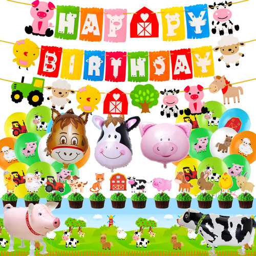 Farm Animal Birthday Party Decoration Farm Animal Birhday Banner Balloons Tablecloth Cake Cupcake Toppers for Kids Farm Theme Birthday Party Baby Shower Supplies Farm Animal Birthday Party Decoration Farm Animal Birhday Banner Balloons Tablecloth Cake Cupcake Toppers for Kids Farm Theme Birthday Party Baby Shower Supplies