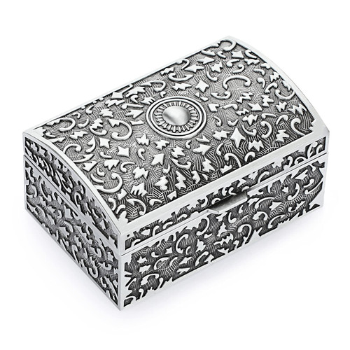 Hipiwe Vintage Metal Jewelry Box Small Trinket Storage Box Treasure Chest Case Ring Holder Necklace Earring Organizer Keepsake Box Wedding Birthday Gift for Girls Women