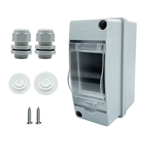 XINYIELE Waterproof Distribution Protection Box, ABS Plastic Breaker Electrical Box and Transparent Cover IP65, for Indoor Outdoor Wall Circuit Breaker (HT-2WAY)