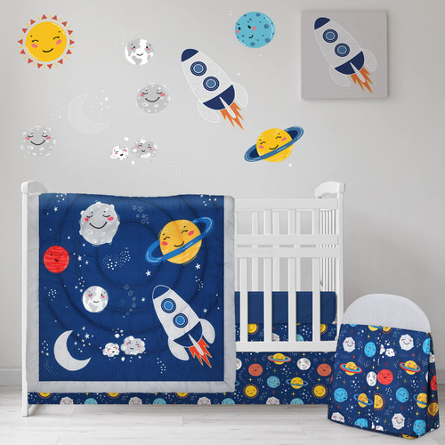 Rtteri 4 Pieces Baby Crib Bedding Set, Nursery Bedding Standard Size Soft Baby Bedding Set Including Crib Skirt, Blanket, Crib Sheet and Diaper Stacker for Baby Girls and Boys (Space) Rtteri 4 Pieces Baby Crib Bedding Set, Nursery Bedding Standard Size Soft Baby Bedding Set Including Crib Skirt, Blanket, Crib Sheet and Diaper Stacker for Baby Girls and Boys (Space)