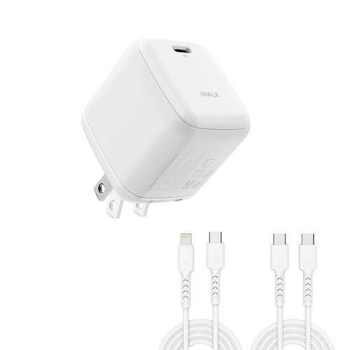 iWALK Leopard GaN MacBook Pro Charger, PPS Fast Charging 65W USB C Charger Compatible with MacBook Pro/Air 16 15 14 13 Inch, iPad Air/Pro, iPhone 14/13/12, Galaxy S23/S22/S21, Dell XPS 13 (2 Cables)