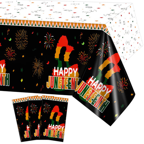 HOWAF Happy Juneteenth Tablecloth, Juneteenth Day Table Cover for Africa American Independence Day Party Supplies, Juneteenth Freedom Day Plastic Table Cloth for June 19th 1865 Festival Decoration HOWAF Happy Juneteenth Tablecloth, Juneteenth Day Table Cover for Africa American Independence Day Party Supplies, Juneteenth Freedom Day Plastic Table Cloth for June 19th 1865 Festival Decoration