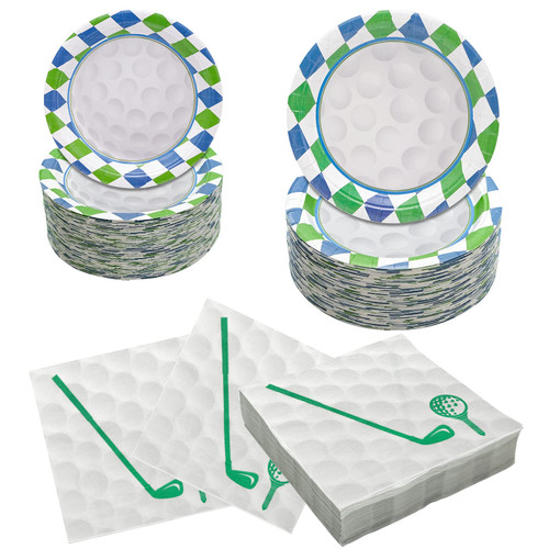 180PCS Golf Party Supplies Tableware Set Serve 60 | Golf Paper Plates and Napkins Kit Includes Dinner Plates, Dessert Plates, Napkins | Perfect for Golf Sports Party Birthday Decorations