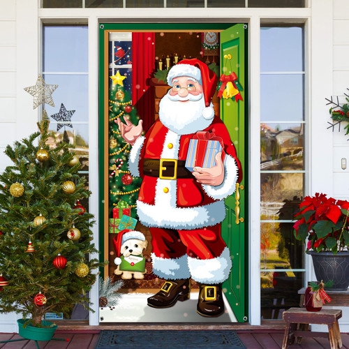 Christmas Door Cover Decoration Christmas Santa Claus Door Cover Xmas Door Hanging Banner Christmas Santa Background Banner for Home Front Door Holiday Christmas Decoration (Bright) Christmas Door Cover Decoration Christmas Santa Claus Door Cover Xmas Door Hanging Banner Christmas Santa Background Banner for Home Front Door Holiday Christmas Decoration (Bright)